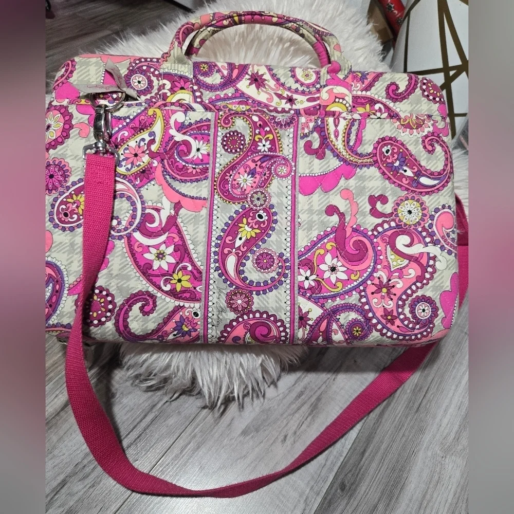 Vera Bradley Quilted Hard Shell Laptop Crossbody Case Paisley Meets Plaid